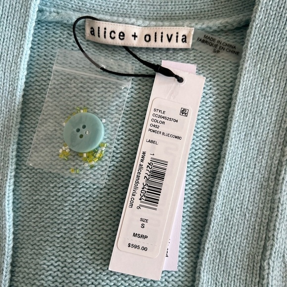 ALICE + OLIVIA BRADFORD LEMON EMBROIDERED GRANDPA CARDIGAN - Picture 3 of 16
